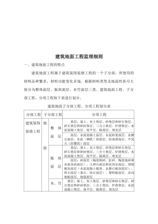 建筑地面工程监理细则介绍