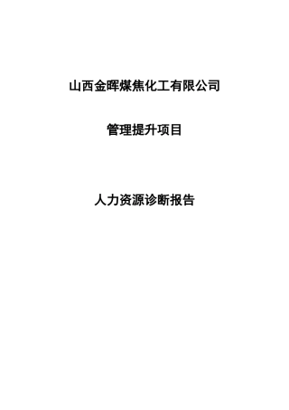 山西金晖煤焦化工—人力资源诊断报告
