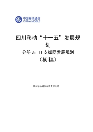 四川移动公司业务支撑系统发展规划