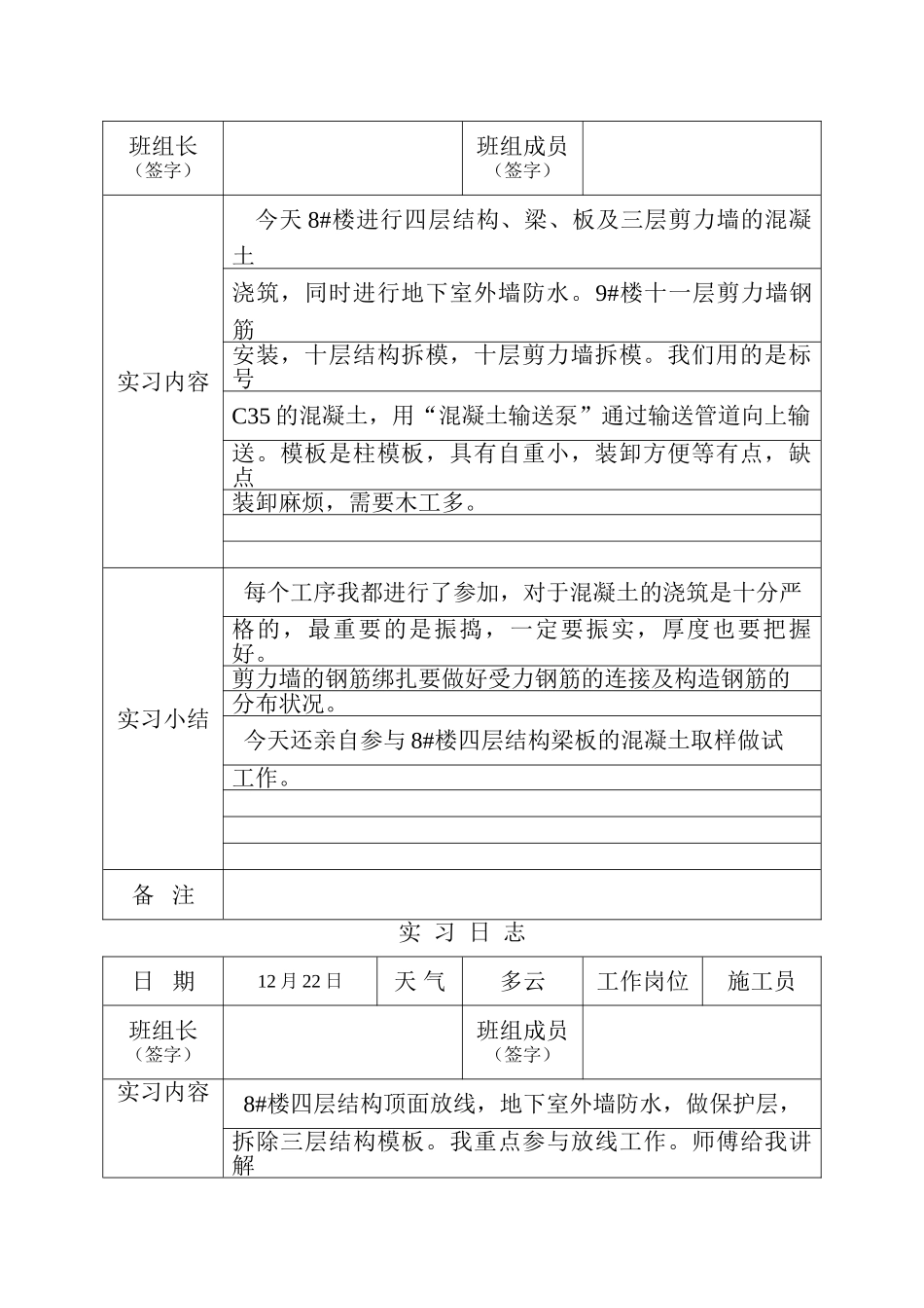 建筑工程实习日志(31页)_第2页
