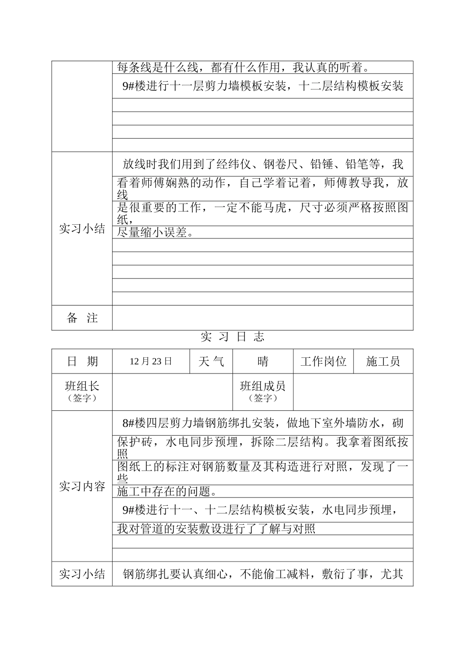 建筑工程实习日志(31页)_第3页