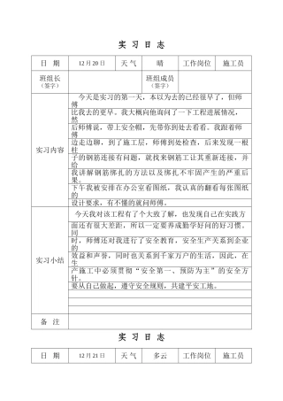 建筑工程实习日志(31页)