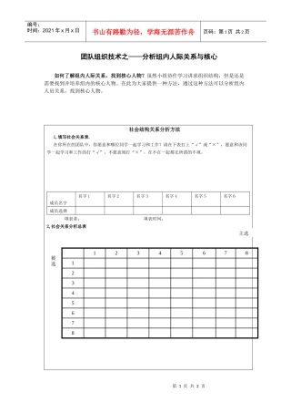 团队组织技术之分析组内人际关系与核心