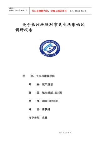地铁调查报告