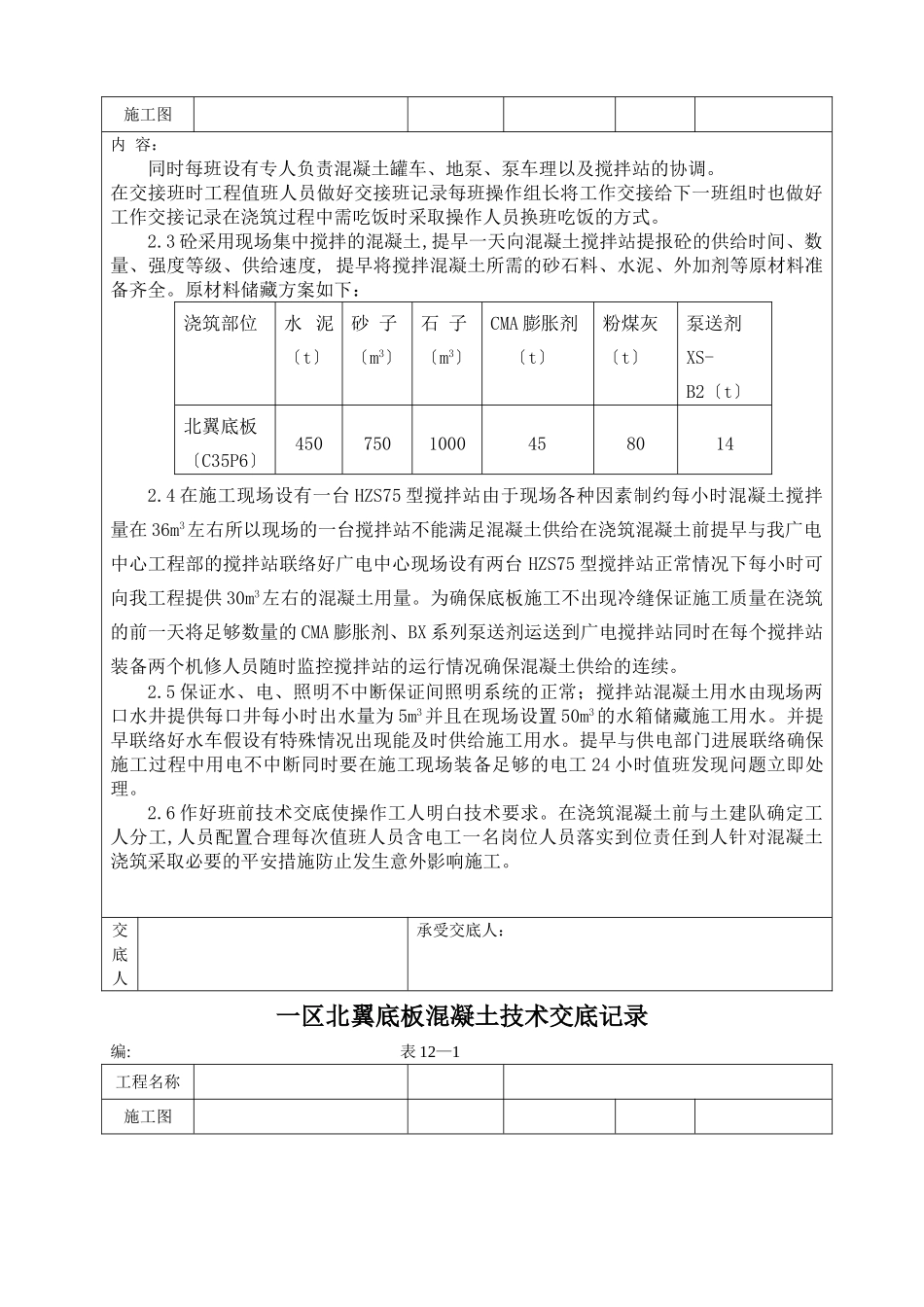 新建办公楼工程底板混凝土施工技术交底记录_第2页