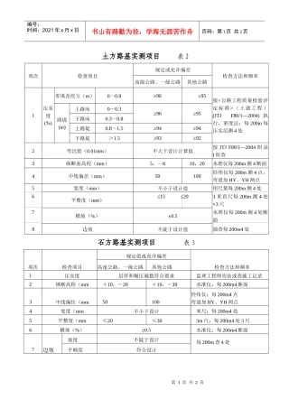土方路基实测项目