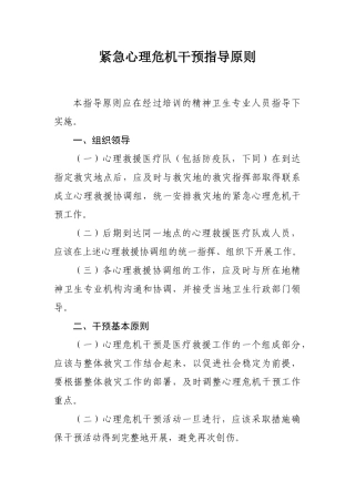 地震灾祸心理危机干预建议