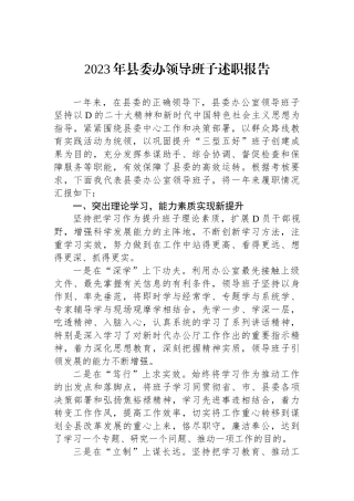 2023年县委办领导班子述职报告