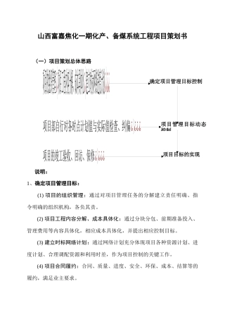 山西富嘉焦化工程项目策划书