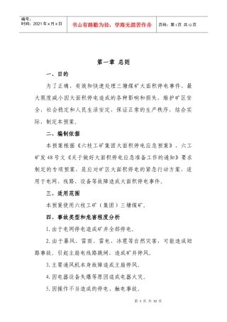 大面积停电应急预案
