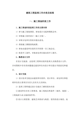 建筑工程监理工作内容及标准范本