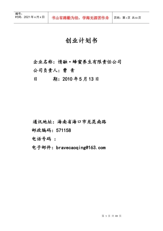 大学生创业计划书3093341