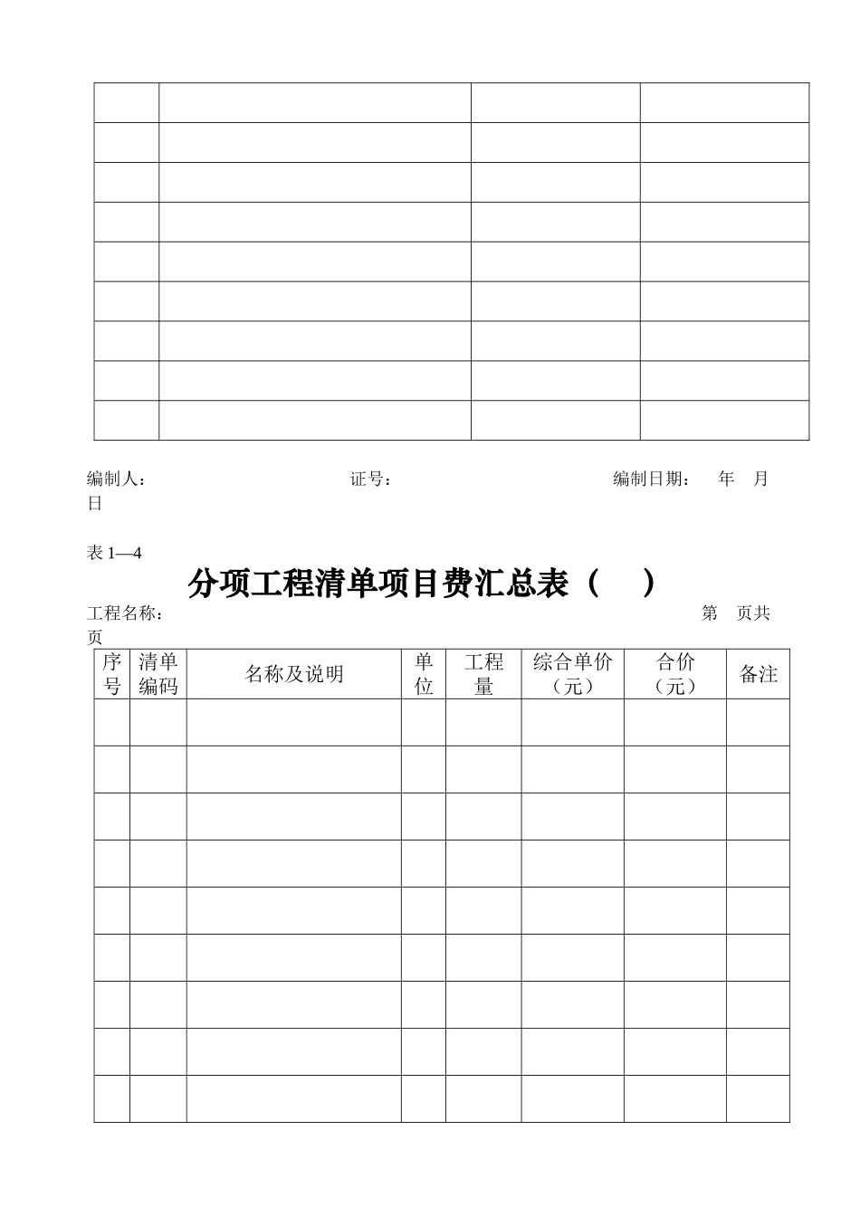 广东省建筑工程量清单计价标准格式_第3页