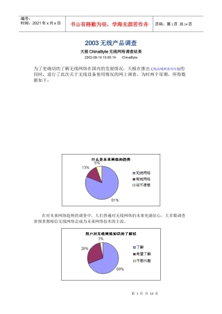 天极无线网络产品调查报告