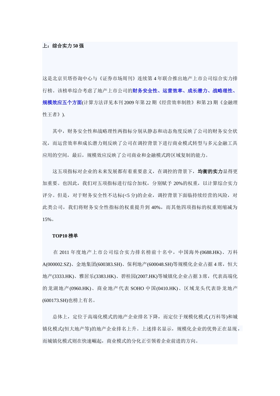 房地产上市公司综合实力_第1页