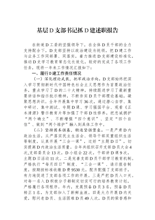 基层党支部书记抓党建述职报告