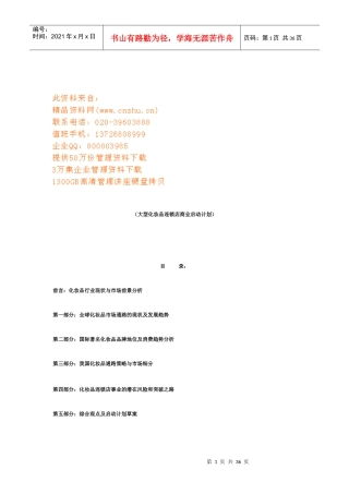 大型化妆品连锁店商业启动计划书