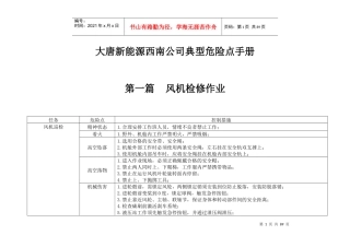 大唐新能源西南公司典型危险点手册