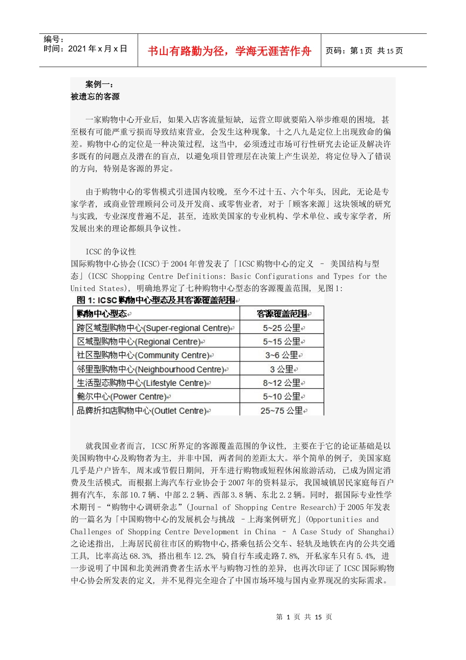 大型购物中心定位与运营案例分析_第1页