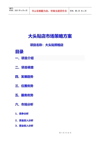 大头贴店市场策略方案