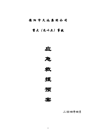 天池事故应急救援预案