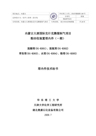 大唐克旗酚氨项目技术标书090803-华东 (1)