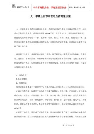 大十字商业街市场营运及招商建议案18(1)