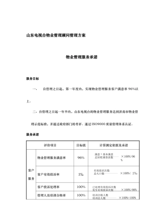 山东电视台物业管理顾问管理方案
