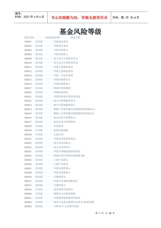 基金风险等级分类
