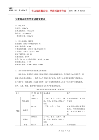 大型商业项目的基本建筑要求