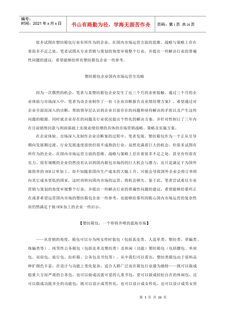 塑纺箱包企业国内市场运营全攻略_第1页