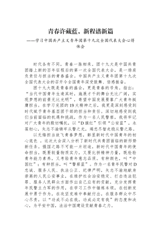 公安基层团干部学习共青团十九大精神心得体会