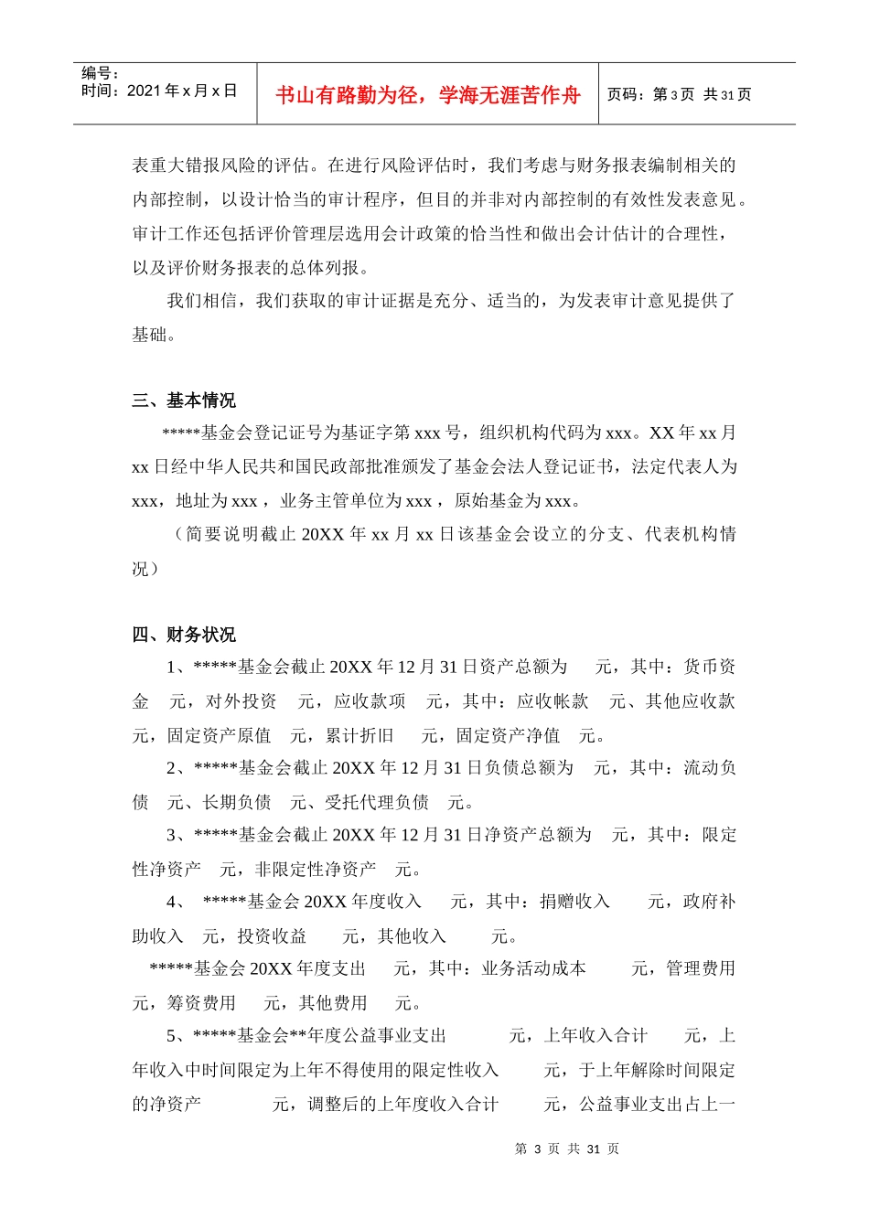 基金会年度审计报告(示范文本)_第3页