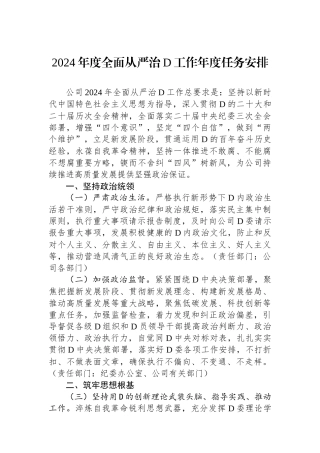 2024年度全面从严治党工作年度任务安排