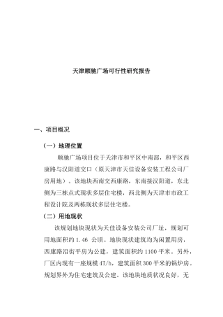 天津某广场可行性研究报告