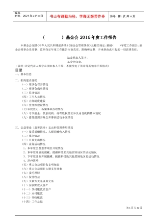 基金会年度报告模板(DOC31页)