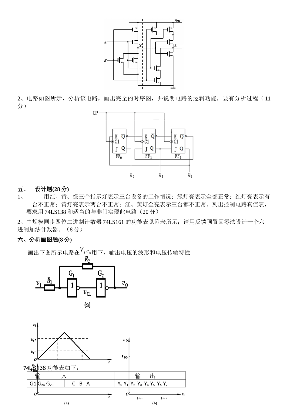 数字电子技术 期末考试试题_第2页