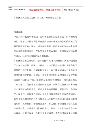 多伦路及周边地区文化、商业整体形象策划项目