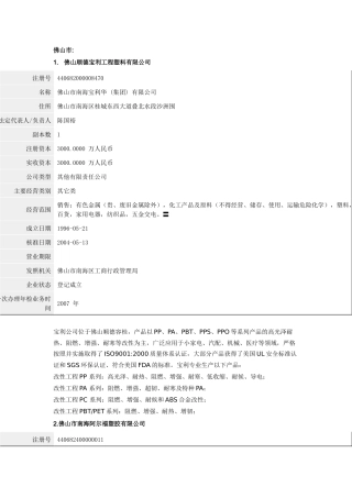 广东省内中小工程塑料厂家