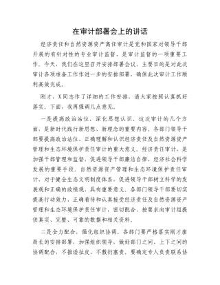 在审计部署会上的讲话