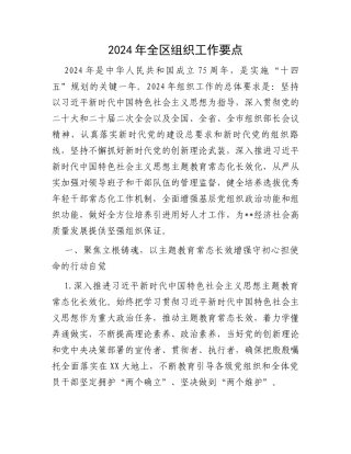 2024年全区组织工作要点