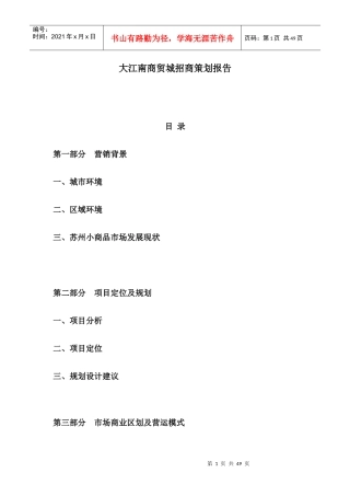 大江南商贸城招商策划报告(doc 29)