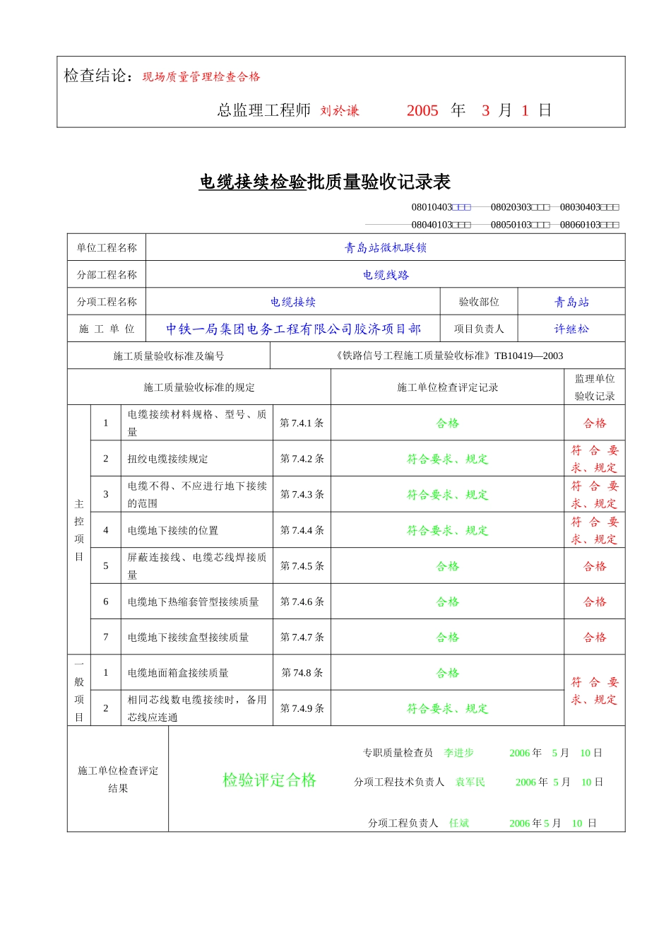 国铁用信号专业检验批 分项 分部 单位工程表格及填法_第3页