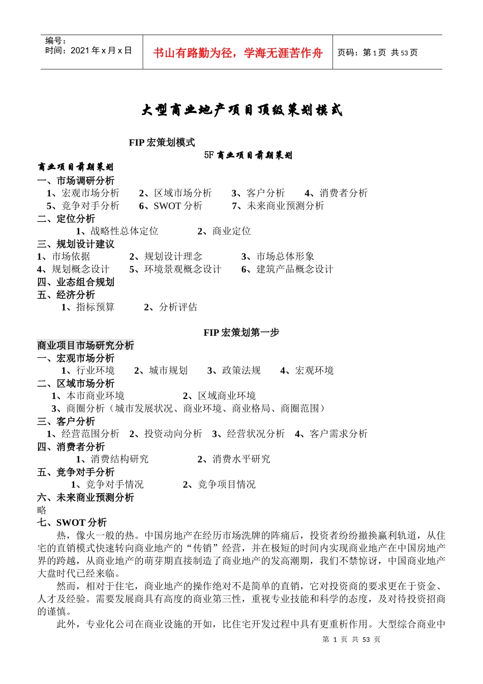 大型商业地产项目顶级策划模式(完整版)_第1页