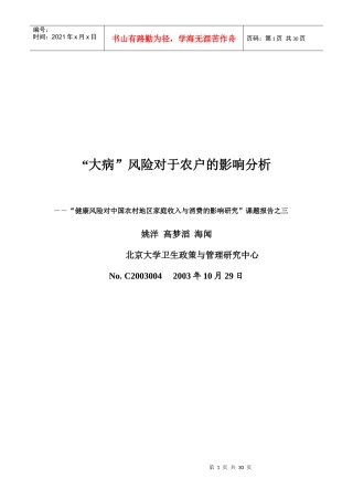 大病风险对于农户的影响分析