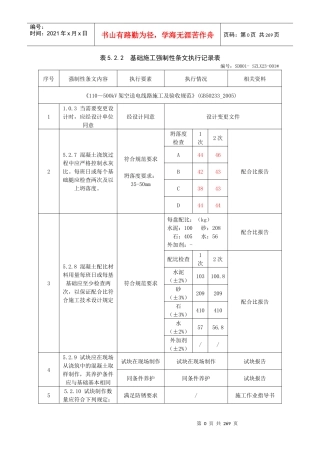 基础施工强制性条文执行记录表