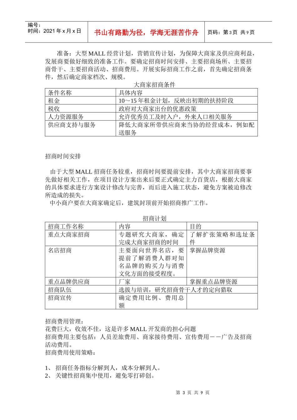大型Mall招商策划及招商计划方案_第3页