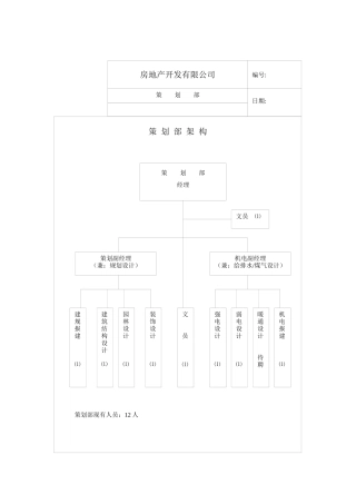 房地产开发有限公司策划各岗位职责总表(1)