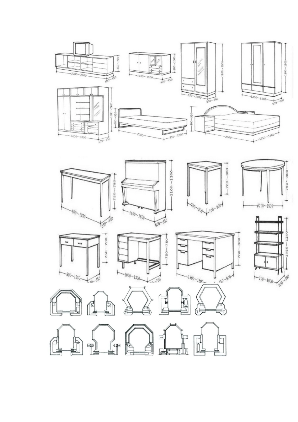 室内设计中的家具尺寸(图例)及材料_第3页