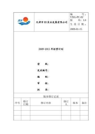 天津某公司三年经营计划
